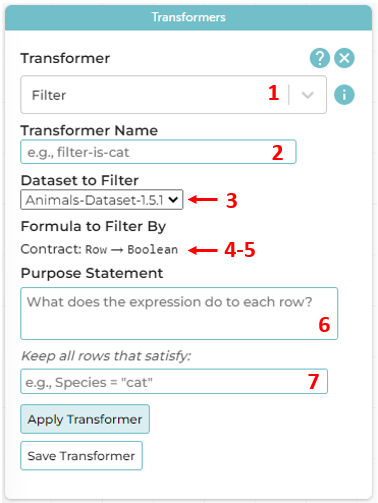 An annotated image of the Filter User Interface