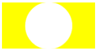 a solid white circle layered on top of a yellow rectangle